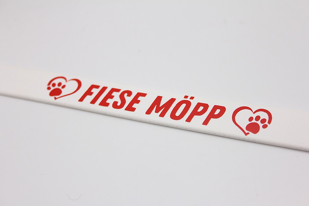 Biothane®-Halsband 'Fiese Möpp' – kölsche Aufschrift & Herzpfoten-Motiv
