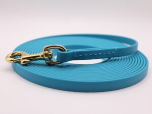 Biothane® Schleppleine Lagune 8mm Messingbeschlag Gesamtansicht