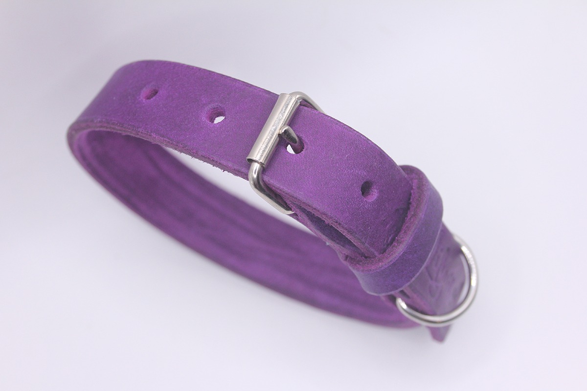 Fettleder-Halsband 'Plainstep' – ungeflochten – schlicht, robust & handgefertigt