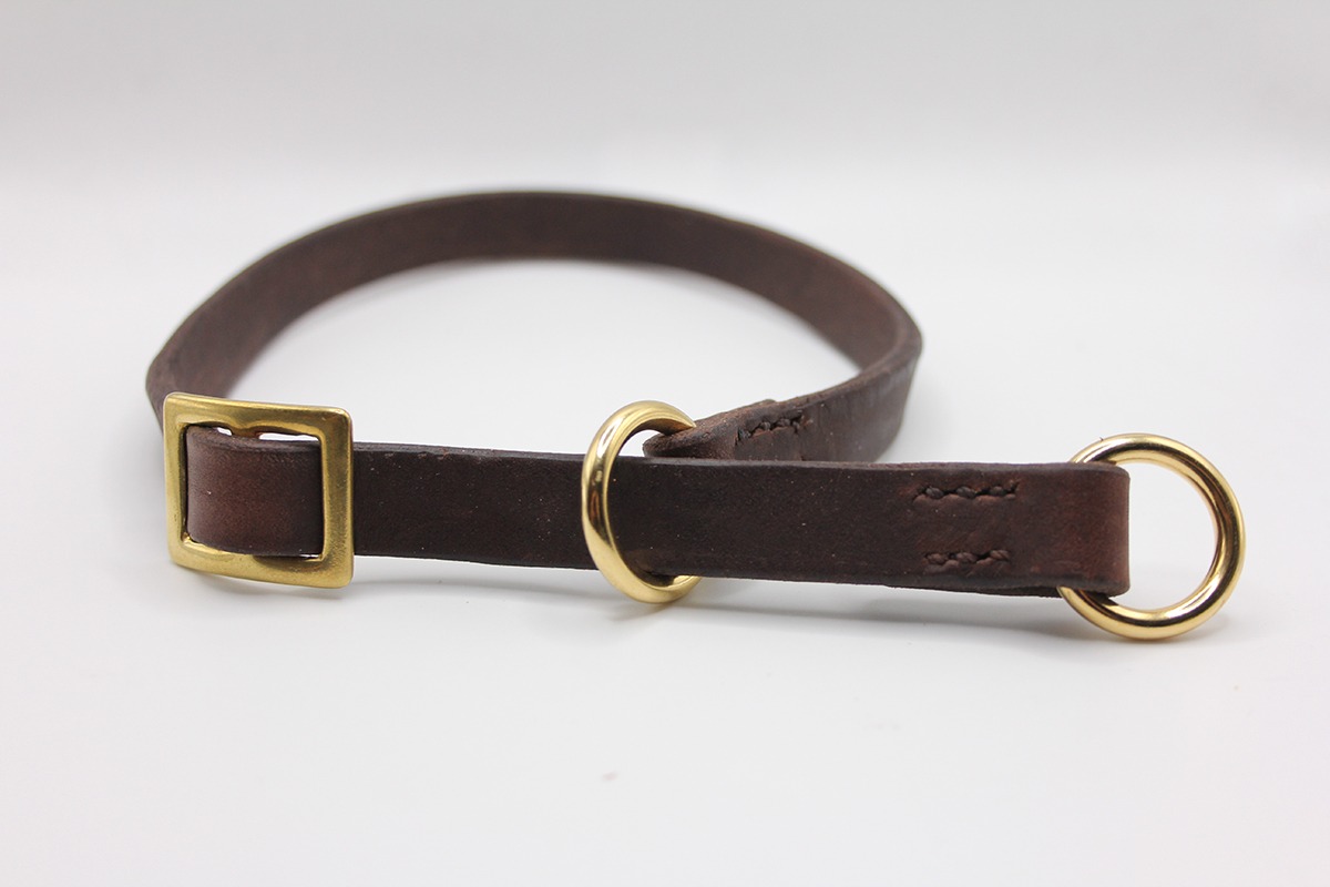 Fettleder-Halsband 'Plainstep' – ungeflochten – schlicht, robust & handgefertigt