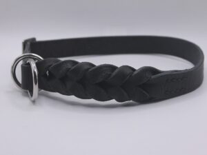 Fettleder-Halsband ‚Twiststep‘ – geflochten & einfarbig – handgefertigt & robust1