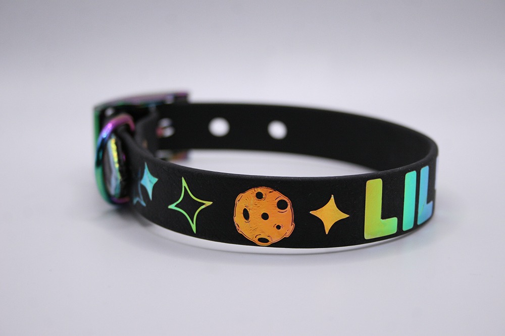 Biothane®-Halsband 'Galaxy Quest' – mit Weltraummotiv, mit oder ohne Name