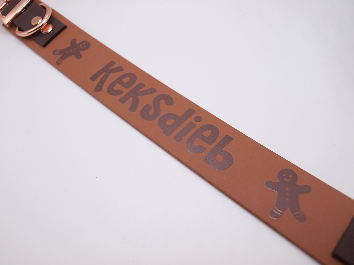 Biothane®-Halsband 'Keksdieb' – mit Lebkuchen-Motiv – individuell & wetterfest