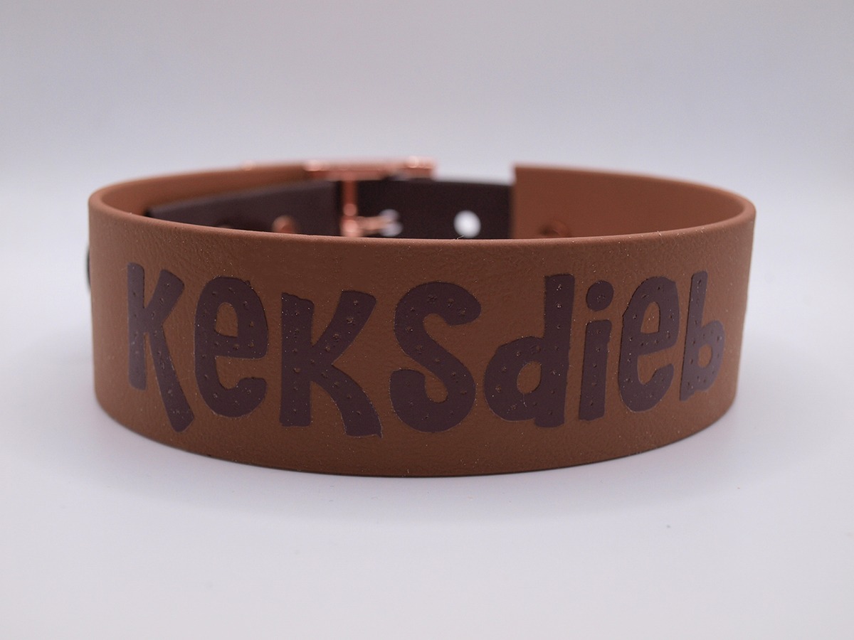 Biothane®-Halsband 'Keksdieb' – mit Lebkuchen-Motiv – individuell & wetterfest