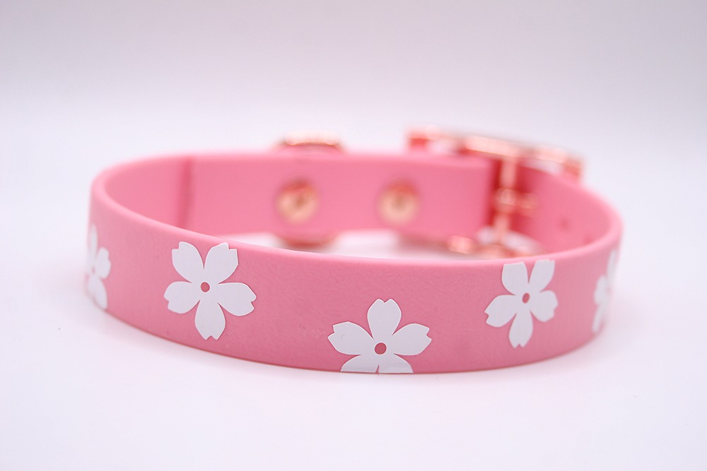 Biothane®-Halsband 'Sakura Bloom' – mit Kirschblütenmotiv – wetterfest & handgefertigt