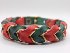 Fettleder-Halsband ‚Twistlace‘ – zweifarbig mit Satinschnur – handgeflochten & dekorativ1