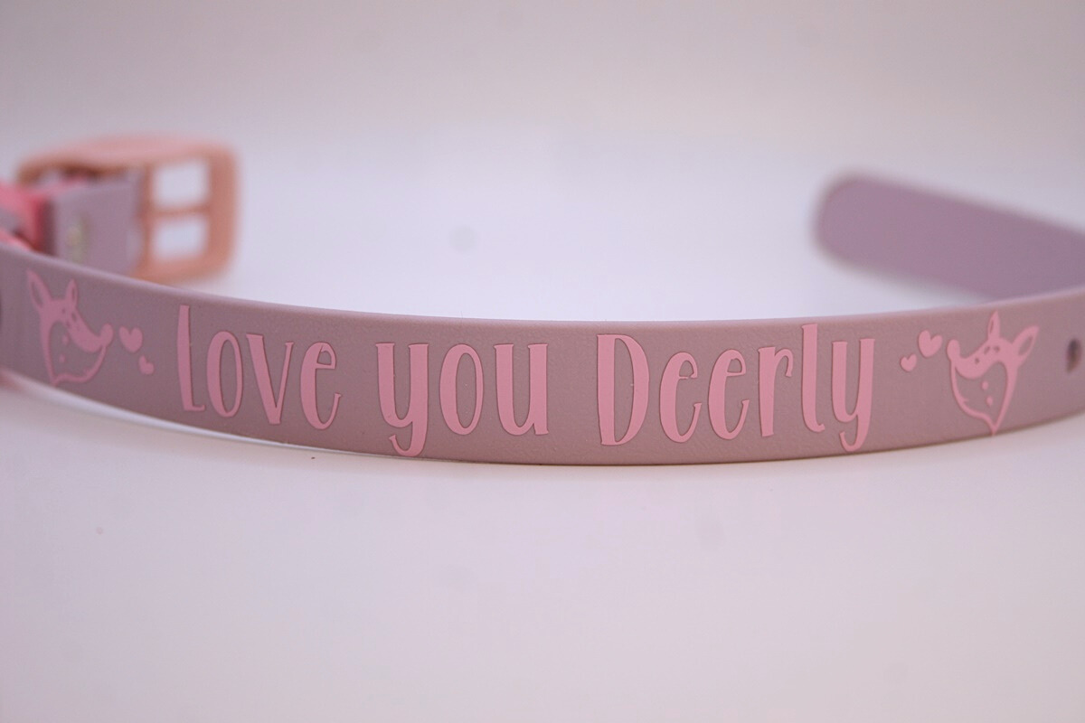 Biothane®-Halsband 'Love you Deerly' – mit Rehmotiv – romantisch & individuell
