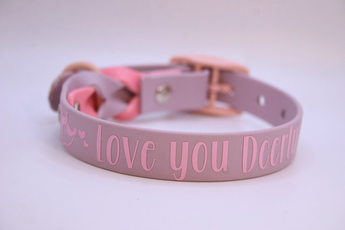 Biothane®-Halsband 'Love you Deerly' – mit Rehmotiv – romantisch & individuell