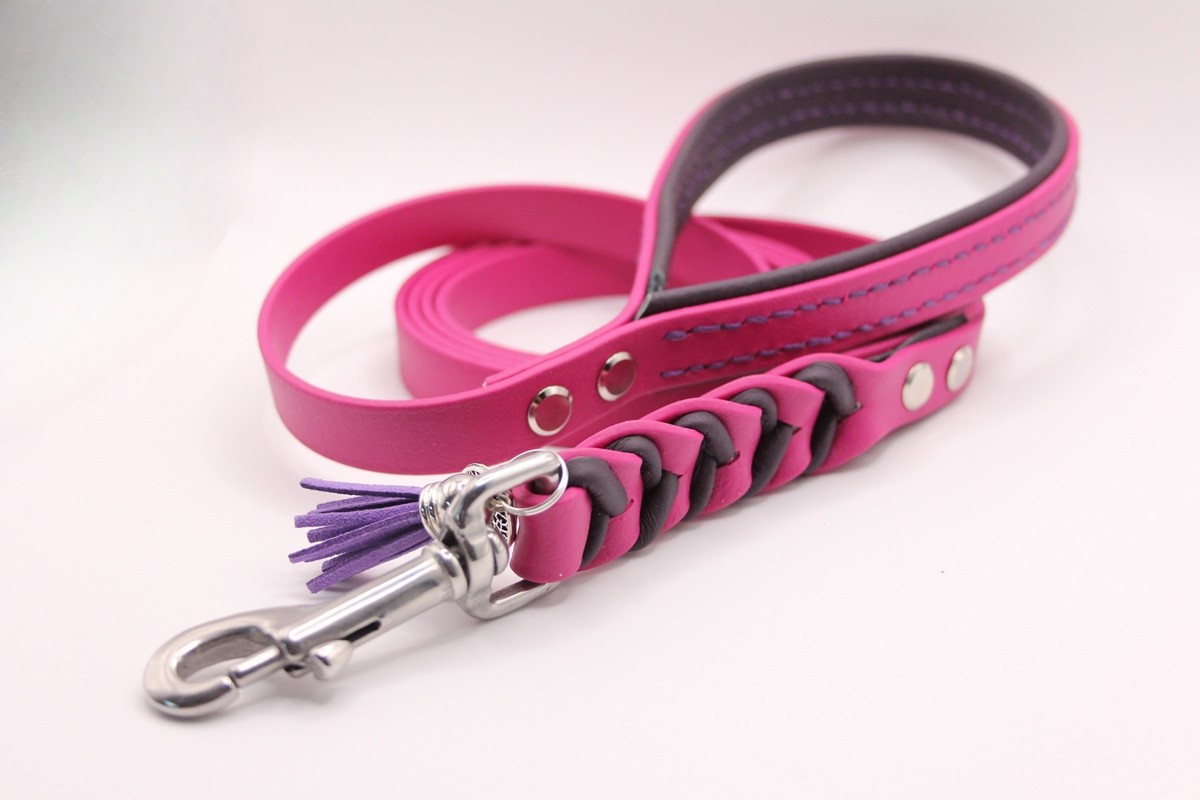 Biothane® Leine 'Braided Grace' – mit Nappa-Einflechtung & unterlegter Handschlaufe