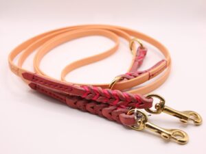 Biothane® Leine ‚Nivalis Shine‘ Altrosa Pastell Peach Pinke Satinschnur 9mm Messing Gesamte Leine Ansicht