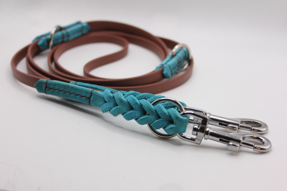 Biothane® Leine 'Nivalis Braid' – mit geflochtenem Fettleder, 2- oder 3-fach verstellbar