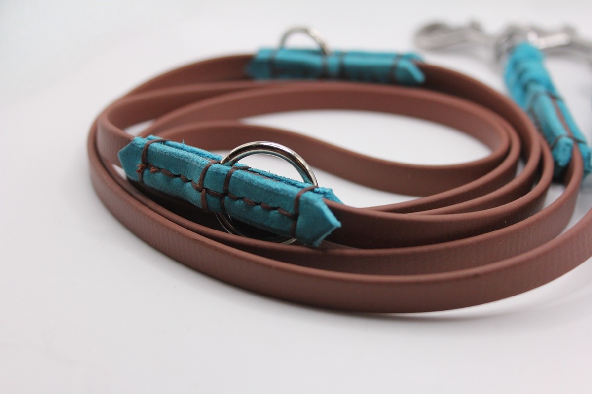 Biothane® Leine 'Nivalis Braid' – mit geflochtenem Fettleder, 2- oder 3-fach verstellbar
