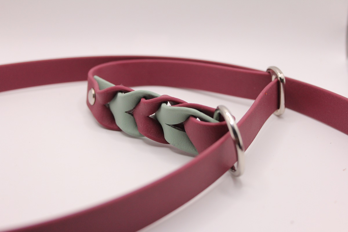 Biothane® Retrieverleine 'Zig Zag Step' – mit zweifarbig geflochtener Halsung