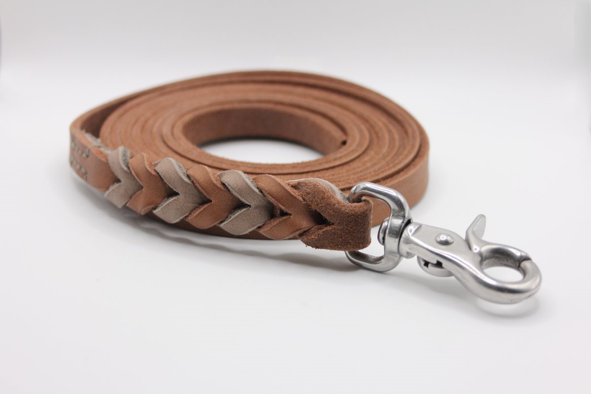 Fettleder Schleppleine 'Trailbraid Duo' – zweifarbig geflochten, belastbar & handvernäht
